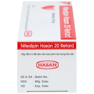 Viên nén Nifedipin Hasan 20 Retard Hasan điều trị tăng huyết áp (10 vỉ x 10 viên)