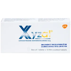 Thuốc Xyzal 5mg GSK điều trị triệu chứng viêm mũi dị ứng theo mùa (1 vỉ x 10 viên)