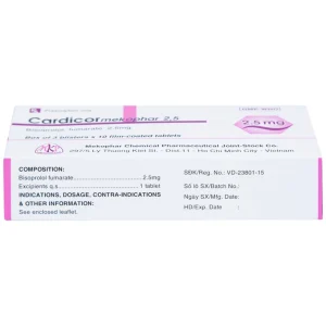 Thuốc Cardicor Mekophar 2.5 điều trị tăng huyết áp, đau thắt ngực (3 vỉ x 10 viên)