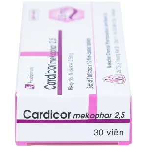 Thuốc Cardicor Mekophar 2.5 điều trị tăng huyết áp, đau thắt ngực (3 vỉ x 10 viên)