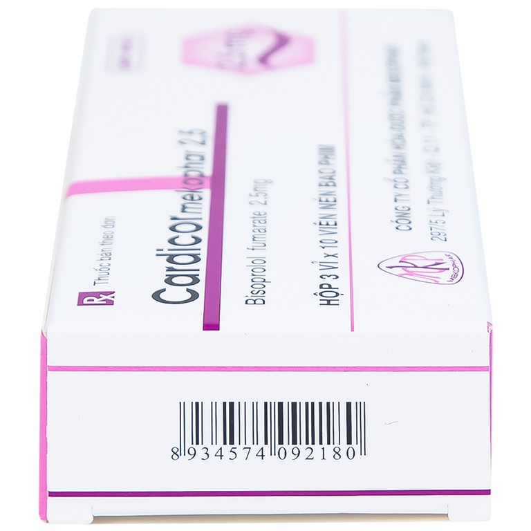 Thuốc Cardicor Mekophar 2.5 điều trị tăng huyết áp, đau thắt ngực (3 vỉ x 10 viên)