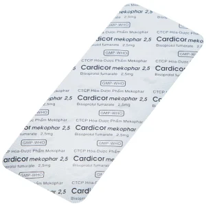 Thuốc Cardicor Mekophar 2.5 điều trị tăng huyết áp, đau thắt ngực (3 vỉ x 10 viên)