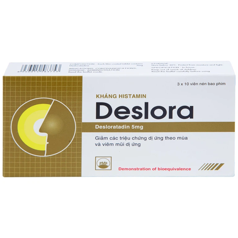 Thuốc Deslora 5mg giảm các triệu chứng dị ứng theo mùa và viêm mũi dị ứng (3 vỉ x 10 viên)