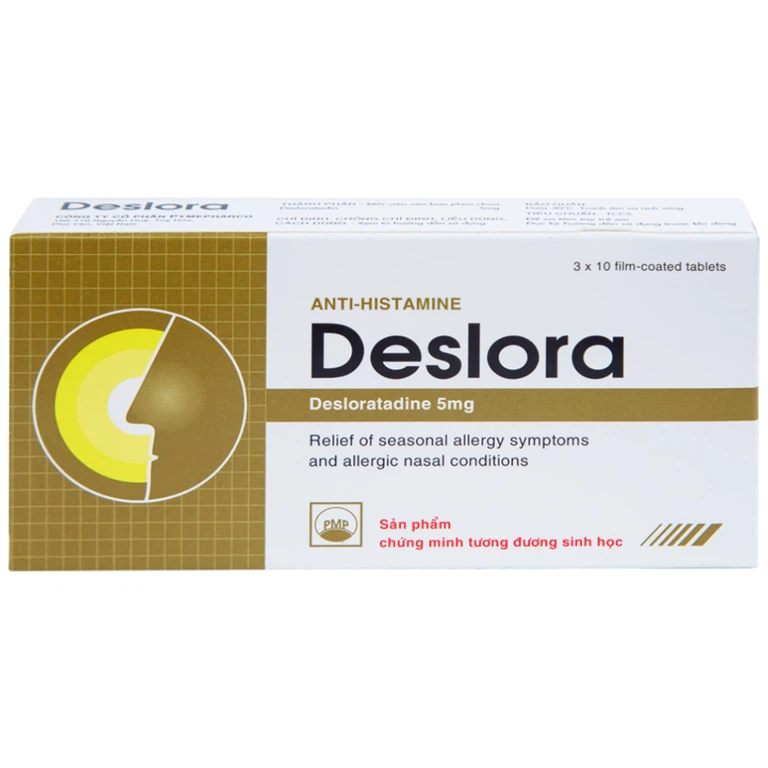Thuốc Deslora 5mg giảm các triệu chứng dị ứng theo mùa và viêm mũi dị ứng (3 vỉ x 10 viên)