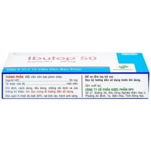 Thuốc Ibutop 50 OPV điều trị viêm dạ dày, chướng bụng, đau bụng, chán ăn, ợ nóng (2 vỉ x 10 viên)