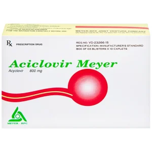 Thuốc Aciclovir 800mg Meyer điều trị nhiễm Herpes zoster, thủy đậu (3 vỉ x 10 viên)