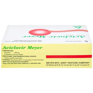 Thuốc Aciclovir 800mg Meyer điều trị nhiễm Herpes zoster, thủy đậu (3 vỉ x 10 viên)