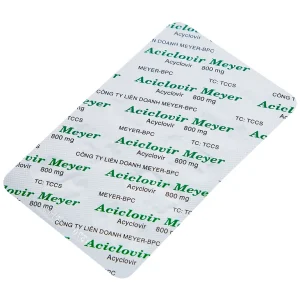 Thuốc Aciclovir 800mg Meyer điều trị nhiễm Herpes zoster, thủy đậu (3 vỉ x 10 viên)