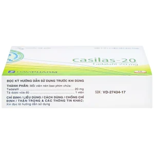 Thuốc Casilas-20 Davipharm điều trị rối loạn cương dương (2 vỉ x 2 viên)