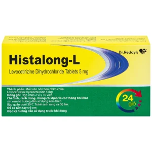 Thuốc Histalong - L 5mg Dr. Reddy điều trị triệu chứng viêm mũi dị ứng (2 vỉ x 10 viên)