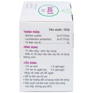Men tiêu hoá sống Biosubtyl DL Davac điều trị tiêu chảy, viêm đại tràng, rối loạn tiêu hoá (25 gói)