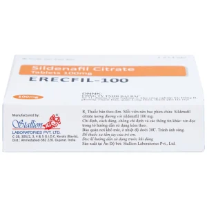 Thuốc Erecfil-100 Sildenafil Citrate điều trị rối loạn cương dương (1 vỉ x 4 viên)