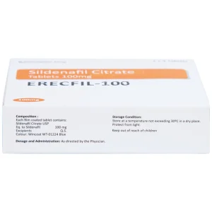 Thuốc Erecfil-100 Sildenafil Citrate điều trị rối loạn cương dương (1 vỉ x 4 viên)