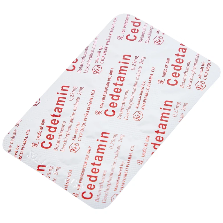 Thuốc Cedetamin Khapharco điều trị viêm mũi dị ứng, mày đay (2 vỉ x 15 viên)