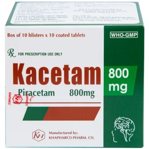 Viên nén Kacetam 800mg Khapharco điều trị rung giật cơ có nguồn gốc vỏ não, thiếu máu não (10 vỉ x 10 viên)