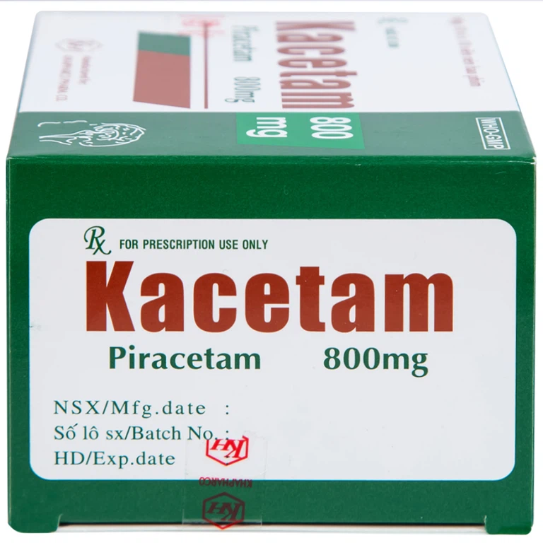 Viên nén Kacetam 800mg Khapharco điều trị rung giật cơ có nguồn gốc vỏ não, thiếu máu não (10 vỉ x 10 viên)