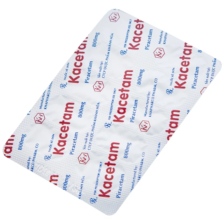 Viên nén Kacetam 800mg Khapharco điều trị rung giật cơ có nguồn gốc vỏ não, thiếu máu não (10 vỉ x 10 viên)