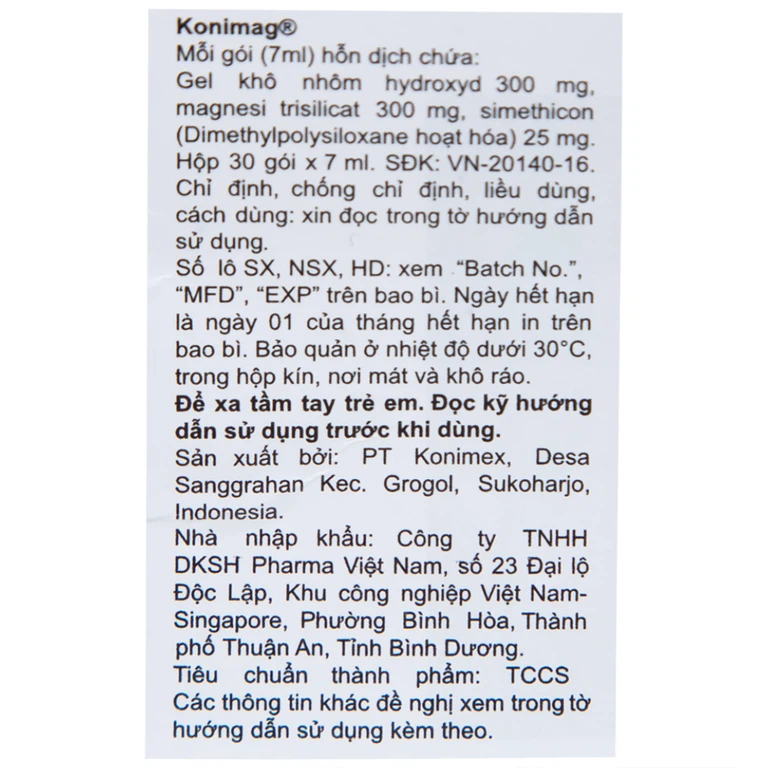 Hỗn dịch uống Konimag PT Konimex giảm buồn nôn, khó tiêu, loét đường tiêu hóa (30 gói x 7ml)