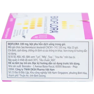 Bột Bioflora 100mg Biocodex điều trị tiêu chảy (20 gói)