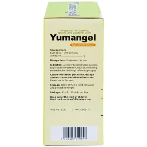 Hỗn dịch uống Yumangel Yuhan kháng acid và cả thiện loét dạ dày - tá tràng (20 gói x 15ml)