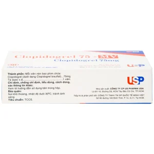 Thuốc Clopidogrel 75 - MV USP làm giảm hay dự phòng các biến cố huyết khối (3 vỉ x 10 viên)