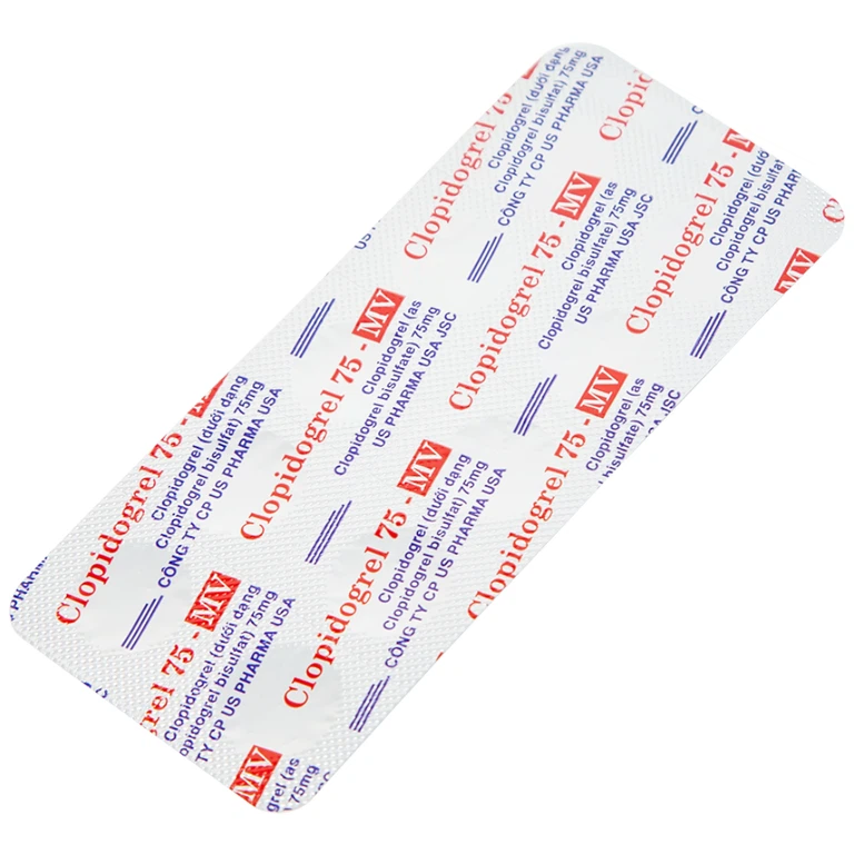 Thuốc Clopidogrel 75 - MV USP làm giảm hay dự phòng các biến cố huyết khối (3 vỉ x 10 viên)