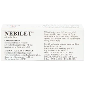 Viên nén Nebilet 5mg Menarini điều trị tăng huyết áp và suy tim mạn tính (1 vỉ x 14 viên)