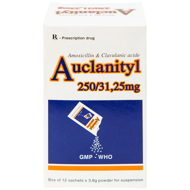 Bột Auclanityl 250/31.25mg Tipharco điều trị nhiễm khuẩn (12 gói x 3,8g)