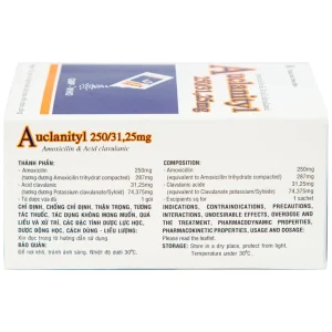 Bột Auclanityl 250/31.25mg Tipharco điều trị nhiễm khuẩn (12 gói x 3,8g)