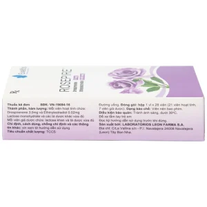 Thuốc Rosepire 3mg/0,02mg Exeltis tím dùng để tránh thai (1 vỉ x 28 viên)