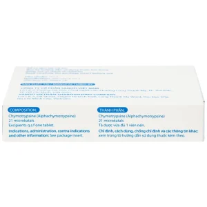Thuốc Alpha Chymotrypsine Choay Sanofi điều trị phù nề sau chấn thương, phẩu thuật, bỏng (2 vỉ x 15 viên)