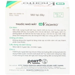 Thuốc nhỏ mắt New V.Rohto điều trị mỏi mắt, sung huyết kết mạc (13ml)