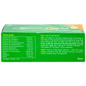Viên sủi Berocca Bayer bổ sung vitamin và khoáng chất (10 viên)