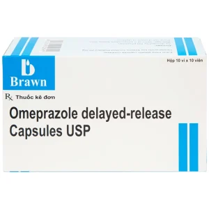 Viên nang Omeprazole Delayed Release Brawn điều trị loét dạ dày tá tràng (10 vỉ x 10 viên)