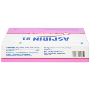 Thuốc Aspirin 81 Agimexpharm phòng ngừa nhồi máu cơ tim, đột quỵ (20 vỉ x 10 viên)
