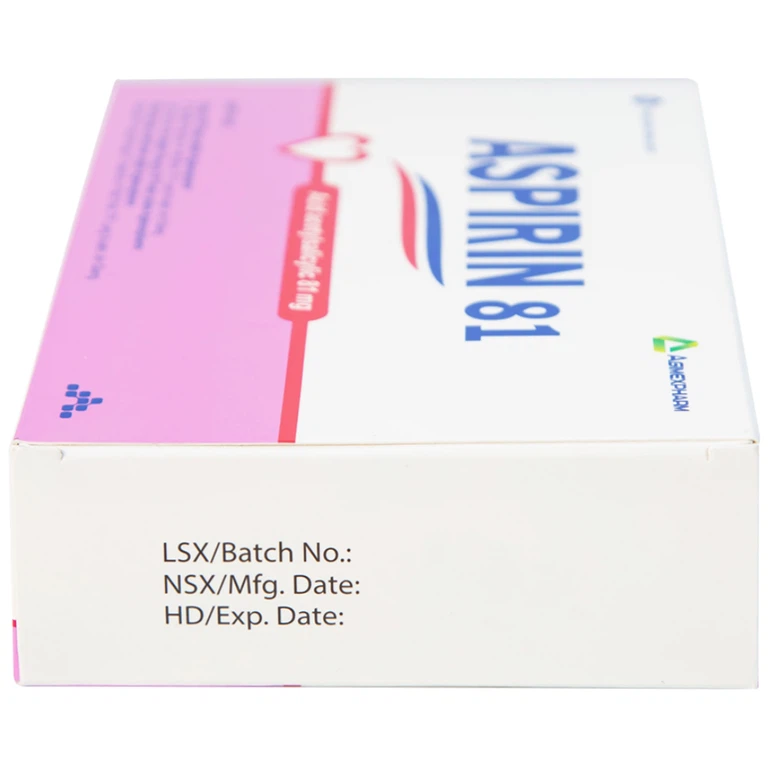 Thuốc Aspirin 81 Agimexpharm phòng ngừa nhồi máu cơ tim, đột quỵ (20 vỉ x 10 viên)