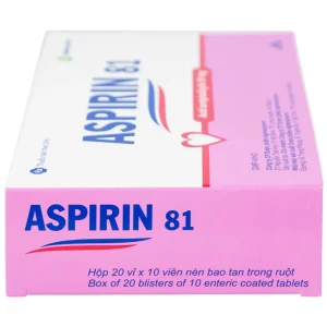 Thuốc Aspirin 81 Agimexpharm phòng ngừa nhồi máu cơ tim, đột quỵ (20 vỉ x 10 viên)
