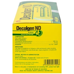 Thuốc Decolgen ND United điều trị các triệu chứng cảm thông thường, viêm mũi dị ứng (25 vỉ x 4 viên)