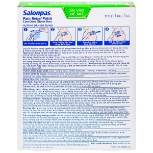 Cao dán giảm đau Salonpas Pain Relief Patch dùng trong các cơn đau vai, đau cổ (7cm x 10 cm - 5 miếng)