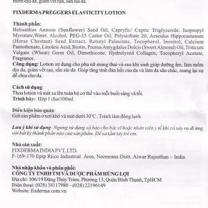 Lotion Fixderma Preggers Elasticity dưỡng ẩm, giảm vết rạn cho phụ nữ mang thai và sau khi sinh (100ml)