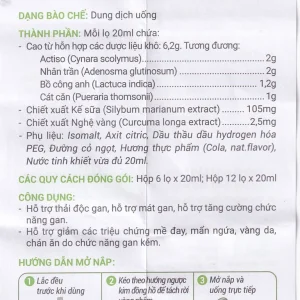 Thực phẩm bảo vệ sức khỏe Ích Can Thanh Hoa Linh hỗ trợ thải độc gan, tăng cường chức năng gan (6 lọ x 10ml)