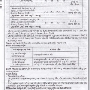 Thuốc Cepmox-Clav 875mg/125mg Imexpharm điều trị viêm xoang cấp tính do vi khuẩn, viêm tai giữa cấp tính (2 vỉ x 7 viên)