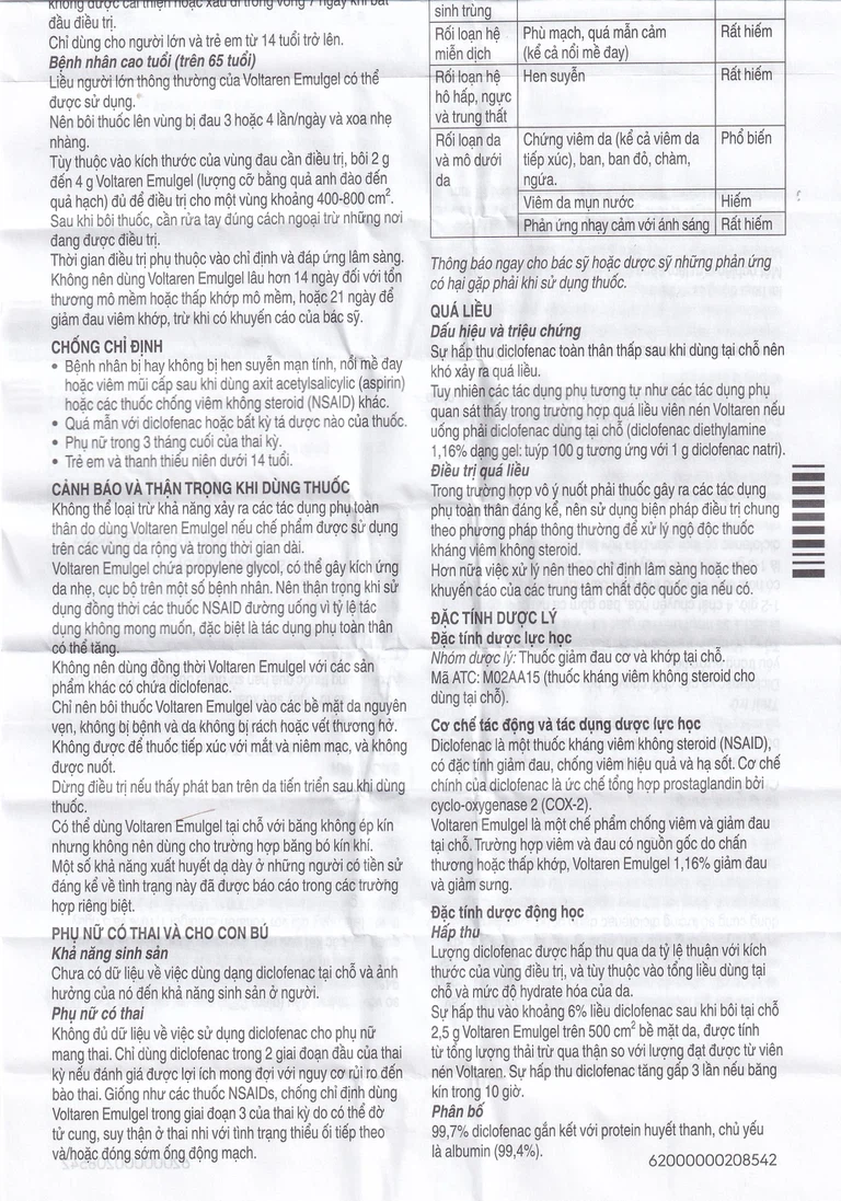 Gel bôi Voltaren Emulgel Novartis điều trị giảm đau do chấn thương hoặc thấp khớp (20g)