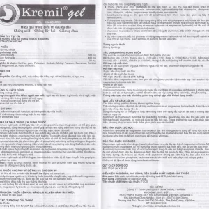 Dung dịch Kremil Gel United Pharma giảm loét dạ dày - tá tràng, viêm thực quản (30 gói x 20ml)