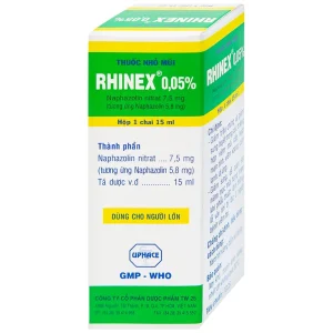 Thuốc nhỏ mũi Rhinex 0.05% Uphace giảm sung huyết, viêm xoang, viêm mũi dị ứng (15ml)
