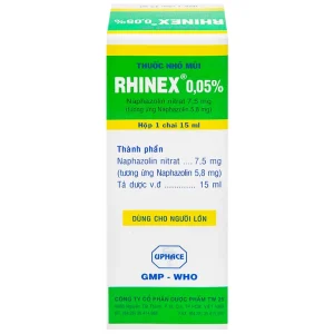 Thuốc nhỏ mũi Rhinex 0.05% Uphace giảm sung huyết, viêm xoang, viêm mũi dị ứng (15ml)