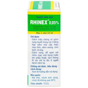 Thuốc nhỏ mũi Rhinex 0.05% Uphace giảm sung huyết, viêm xoang, viêm mũi dị ứng (15ml)