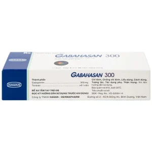Thuốc Gabahasan 300 Hasan điều trị hỗ trợ trong động kinh cục bộ, đau viêm dây thần kinh ngoại biên (3 vỉ x 10 viên)