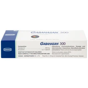 Thuốc Gabahasan 300 Hasan điều trị hỗ trợ trong động kinh cục bộ, đau viêm dây thần kinh ngoại biên (3 vỉ x 10 viên)