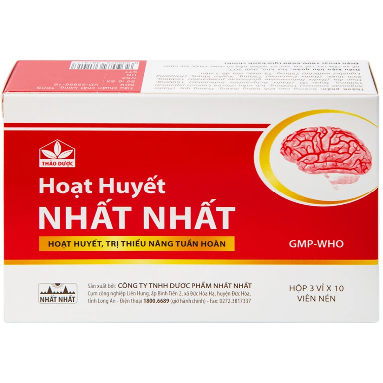 Thuốc Hoạt Huyết Nhất Nhất giúp hoạt huyết, trị thiếu năng tuần hoàn (3 vỉ x 10 viên)